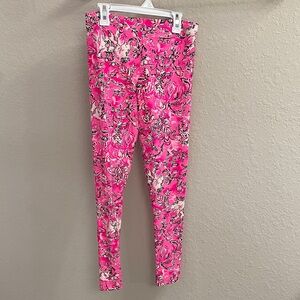 Girl Lilly Pulitzer Pink Breast Cancer print leggings size 12